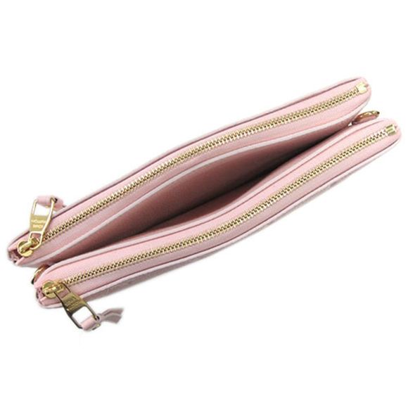 Bag Monogram Implant Pochette Double Zip Rose Candy Pink Shoulder Pouch Clutch - Picture 6 of 9